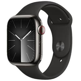 Apple Watch Series 9 (2023) GPS + Mobilnät 41 mm - Rostfritt stål Grafit - Sportband Svart