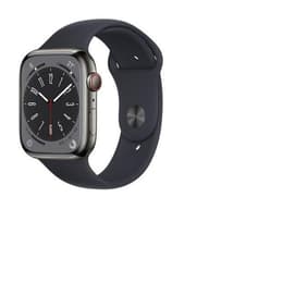 Apple Watch Series 8 (2022) GPS + Mobilnät 45 mm - Rostfritt stål Grafit - Sportband Svart