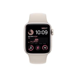 Apple Watch Series SE 1 (2020) GPS + Mobilnät 44 mm - Aluminium Guld - Sportband Vit