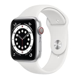 Apple Watch Series 6 (2020) GPS + Mobilnät 44 mm - Rostfritt stål Grafit - Sportband Vit