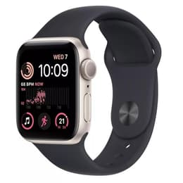 Apple Watch Series SE 2 (2022) GPS + Mobilnät 44 mm - Aluminium Stjärnglans - Sportband Svart