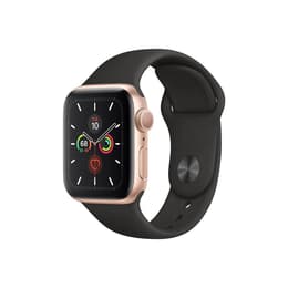 Apple Watch Series 5 (2019) GPS + Mobilnät 44 mm - Aluminium Guld - Sportband Svart