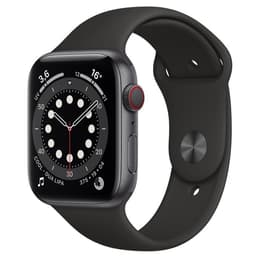 Apple Watch Series 6 (2020) GPS + Mobilnät 44 mm - Aluminium Grå utrymme - Sportband Svart