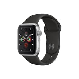 Apple Watch Series 5 (2019) GPS + Mobilnät 44 mm - Aluminium Silver - Sportband Svart