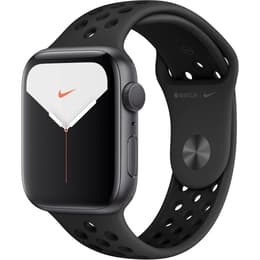 Apple Watch Series 5 (2019) GPS + Mobilnät 44 mm - Aluminium Grå utrymme - Nike Sport band Svart