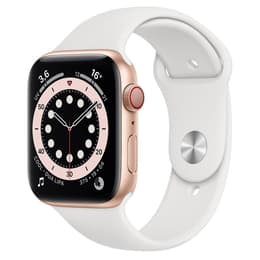 Apple Watch Series 5 (2019) GPS + Mobilnät 44 mm - Rostfritt stål Guld - Sportband Vit