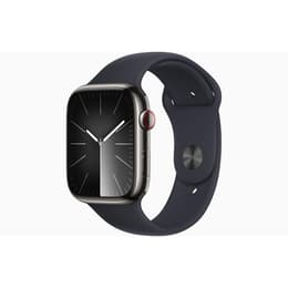 Apple Watch Series 9 (2023) GPS + Mobilnät 45 mm - Rostfritt stål Grafit - Sportband Svart