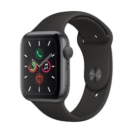 Apple Watch Series 5 (2019) GPS + Mobilnät 44 mm - Aluminium Grå utrymme - Sportband Svart