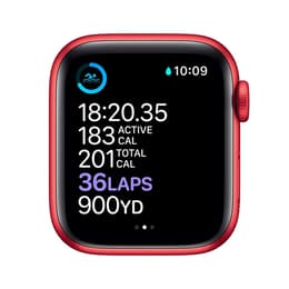 Apple Watch Series 6 (2020) GPS + Mobilnät 44 mm - Aluminium Röd - Sportband Blå