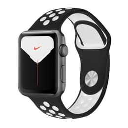 Apple Watch Series 5 (2019) GPS 44 mm - Aluminium Grå utrymme - Nike Sport band Svart/Vit