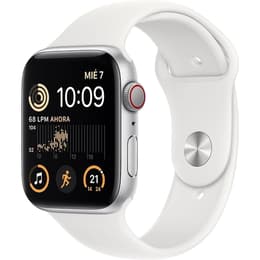 Apple Watch Series SE 2 (2022) GPS + Mobilnät 44 mm - Aluminium Silver - Sportband Vit