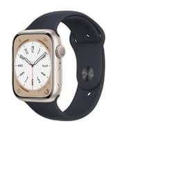 Apple Watch Series 8 (2022) GPS 45 mm - Aluminium Stjärnglans - Sportband Svart