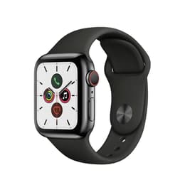 Apple Watch Series 5 (2019) GPS + Mobilnät 40 mm - Rostfritt stål Space Black - Sportband Svart